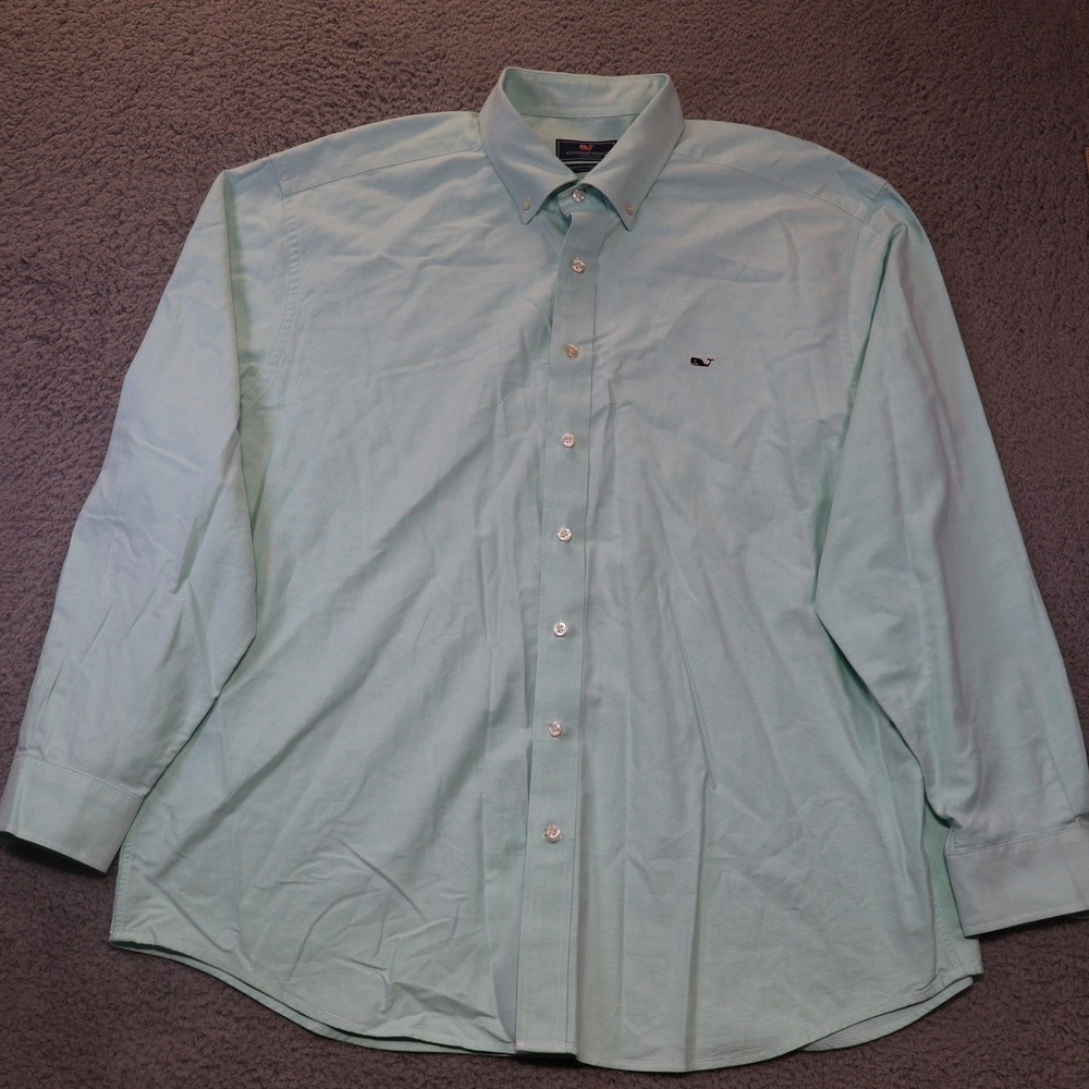 Vineyard Vines Classic Fit Whale Shirt Mens XXL Green Oxford Button Down